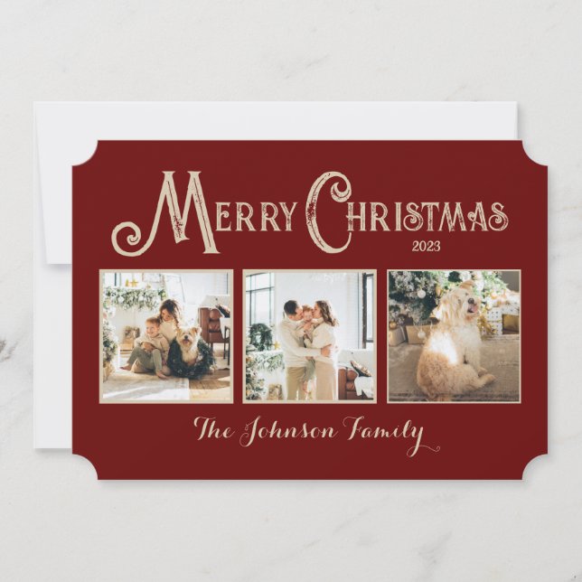 Personalised Merry Christmas Card with Photos (Front)