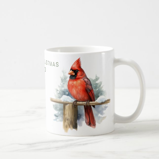 Personalised Merry Christmas Cardinal Coffee Mug (Right)