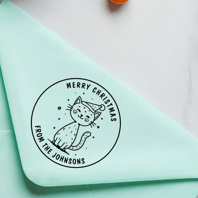 Personalised Merry Christmas Cat Cute Holiday Pet  Self-inking Stamp (Creator Uploaded)