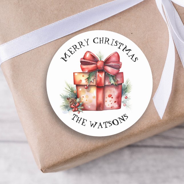 Personalised Merry Christmas Classic Round Sticker (Creator Uploaded)