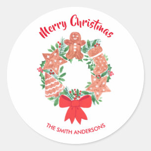 Personalised Merry Christmas Classic Round Sticker