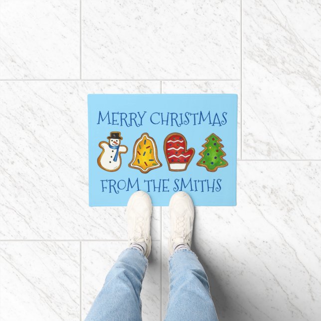 Personalised Merry Christmas Cookie Bell Tree Xmas Doormat (Indoor)