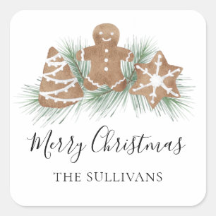 Personalised Merry Christmas Cookies Square Sticker