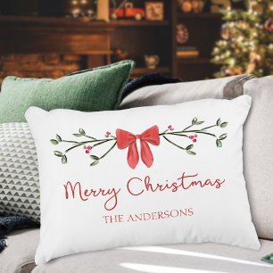 Personalised Merry Christmas Coquette Bow Trendy Decorative Cushion