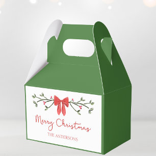 Personalised Merry Christmas Coquette Bow Trendy Favour Box