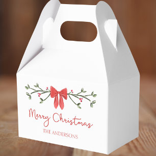 Personalised Merry Christmas Coquette Bow Trendy Favour Box
