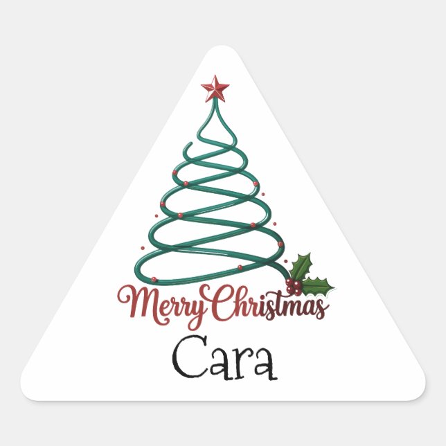 Personalised Merry Christmas Custom Name Gift For  Triangle Sticker (Front)