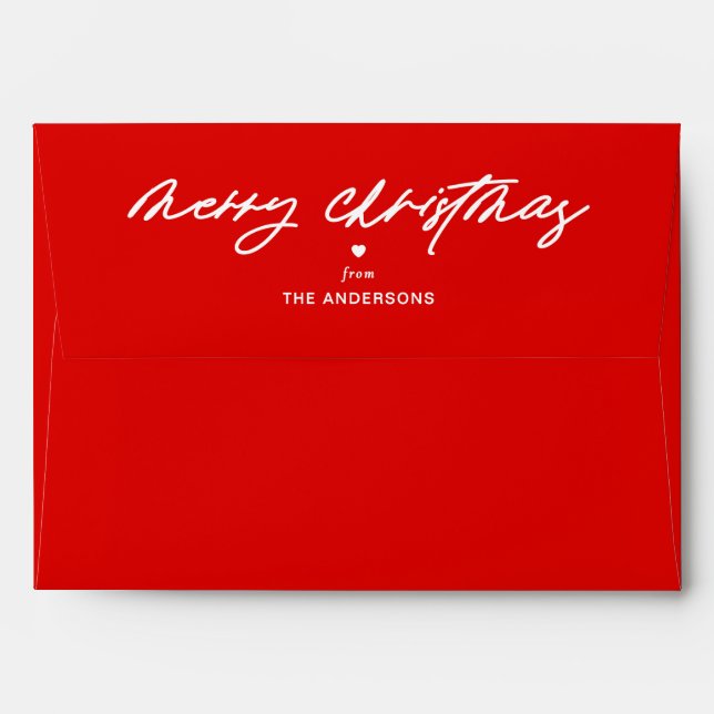 Personalised Merry Christmas Custom Name Red Envelope (Back (Top Flap))