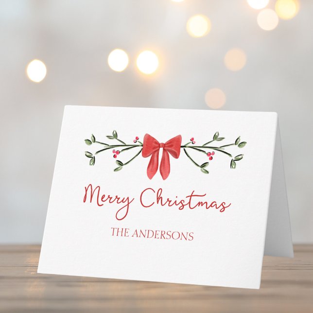 Personalised Merry Christmas Cute Coquette Bow Card (Creator Uploaded)