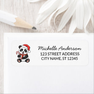 Personalised Merry Christmas Cute Panda Bear       Return Address Label