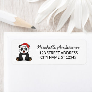 Personalised Merry Christmas Cute Panda Bear Return Address Label