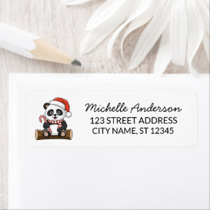 Personalised Merry Christmas Cute Panda Bear Return Address Label