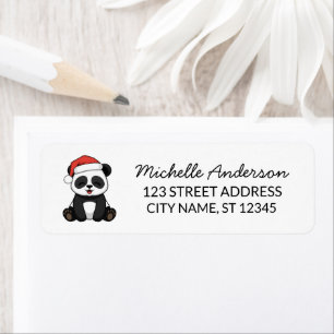 Personalised Merry Christmas Cute Panda Bear       Return Address Label