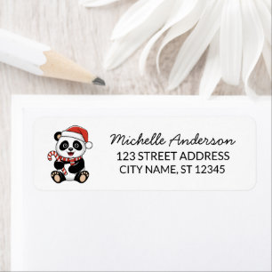 Personalised Merry Christmas Cute Panda Bear       Return Address Label