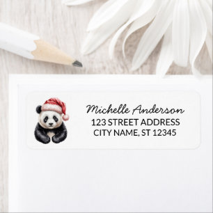 Personalised Merry Christmas Cute Panda Bear       Return Address Label