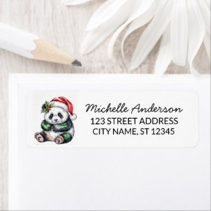 Personalised Merry Christmas Cute Panda Bear       Return Address Label