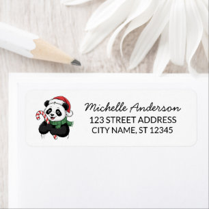 Personalised Merry Christmas Cute Panda Bear       Return Address Label