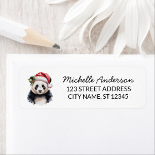Personalised Merry Christmas Cute Panda Bear Return Address Label