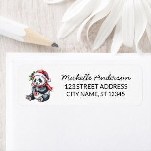 Personalised Merry Christmas Cute Panda Bear       Return Address Label