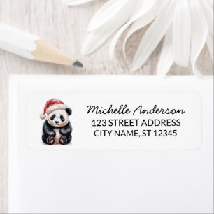 Personalised Merry Christmas Cute Panda Bear       Return Address Label
