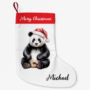 Personalised Merry Christmas Cute Panda Bear Small Christmas Stocking