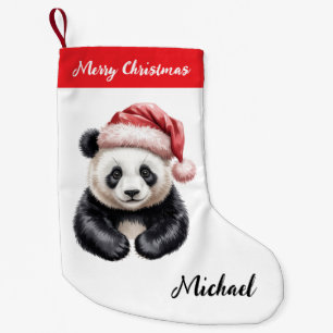 Personalised Merry Christmas Cute Panda Bear Small Christmas Stocking