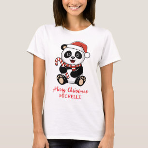 Personalised Merry Christmas Cute Panda Bear T-Shirt