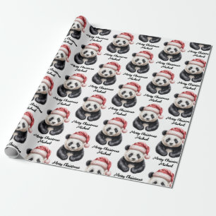 Personalised Merry Christmas Cute Panda Bear Wrapping Paper