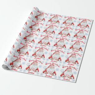 Personalised Merry Christmas Cute Santa Claus Wrapping Paper