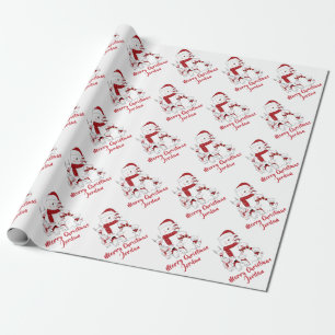 Personalised Merry Christmas Cute Snowman Holiday Wrapping Paper