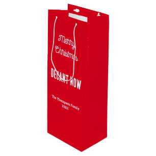 Personalised Merry Christmas Decant Now Red Wine Gift Bag