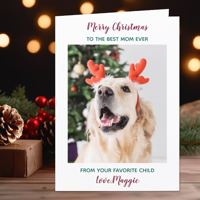 Personalised Merry Christmas Dog Mum Pet Photo Holiday Card (Creator Uploaded)