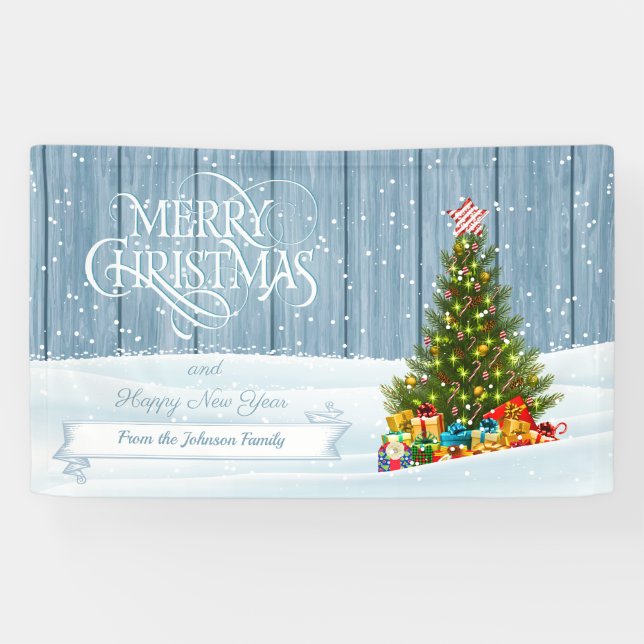 Personalised Merry Christmas Family wishes Banner (Horizontal)