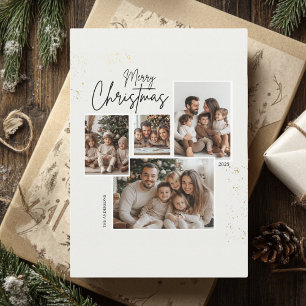 "Personalised Merry Christmas Four-Photo Collage  Invitation