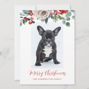 Personalised Merry Christmas French Bulldog Puppy Holiday Card