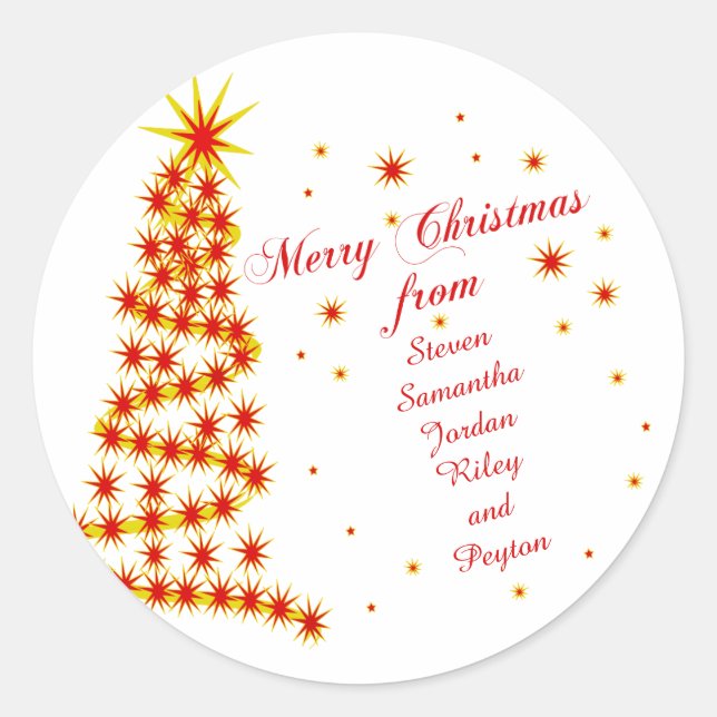 Personalised Merry Christmas from Classic Round Sticker (Front)