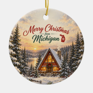 Personalised Merry Christmas from Michigan Ceramic Ornament