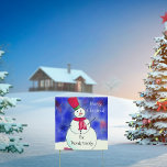 Personalised Merry Christmas Garden Sign<br><div class="desc">Get into the holiday season with this fun personalised sign. With a happy snowman on a frosty winters night this is great for spreading a little Christmas joy round the neighbourhood. 

Customise with the message of your choice to create a unique and warm welcome for your guests.</div>