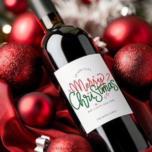 Personalised Merry Christmas Gift Wine Label