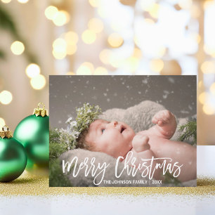 Personalised Merry Christmas Greeting   add PHOTO Holiday Postcard