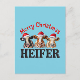 Personalised Merry Christmas Heifer Funny Xmas Cow Postcard