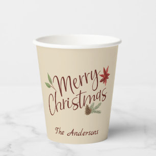 Personalised Merry Christmas Holiday Paper Cup