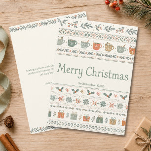 Personalised Merry Christmas Holiday Pattern Card