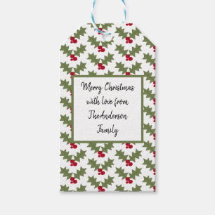 Personalised Merry Christmas Holly Red and Green   Gift Tags