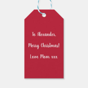 Personalised Merry Christmas Love From Mum Red Gift Tags