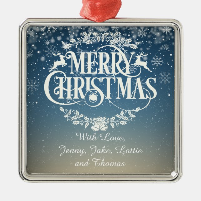 Personalised Merry Christmas Metal Ornament (Front)