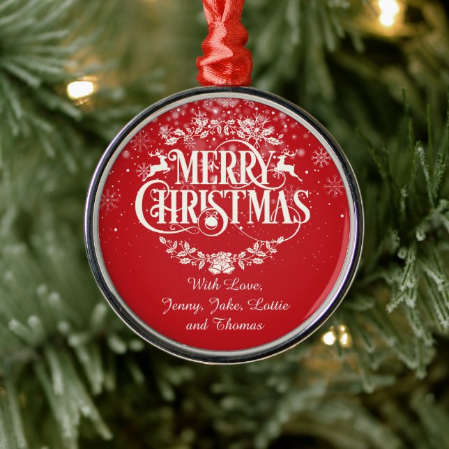 Personalised Merry Christmas Metal Ornament (Tree)