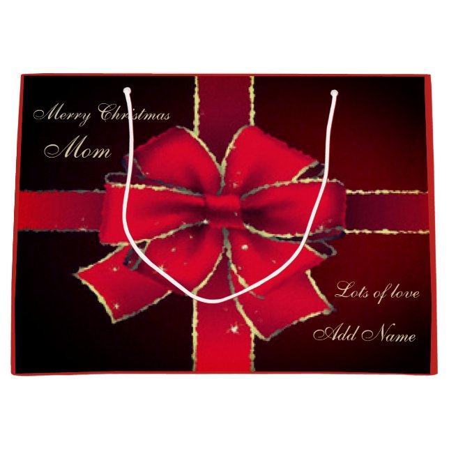 Personalised Merry Christmas Mum gift design Large Gift Bag (Front)