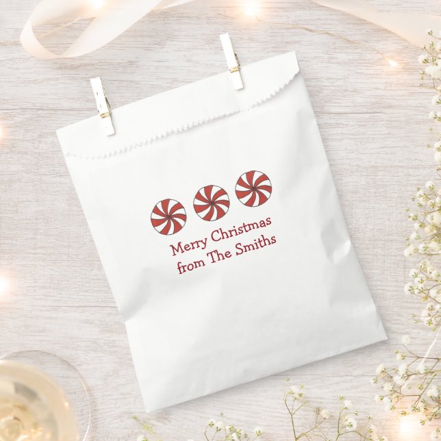 Personalised Merry Christmas Peppermint Mint Candy Favour Bag (Clipped)