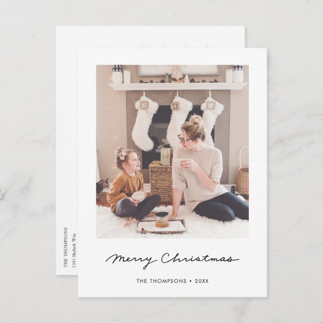 Personalised Merry Christmas Photo Postcard (Front/Back)